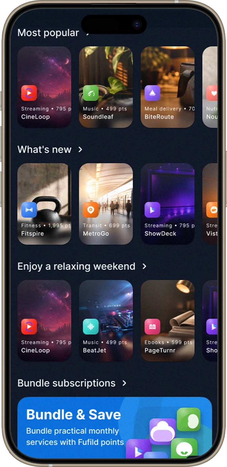 Fufild marketplace showing service choices