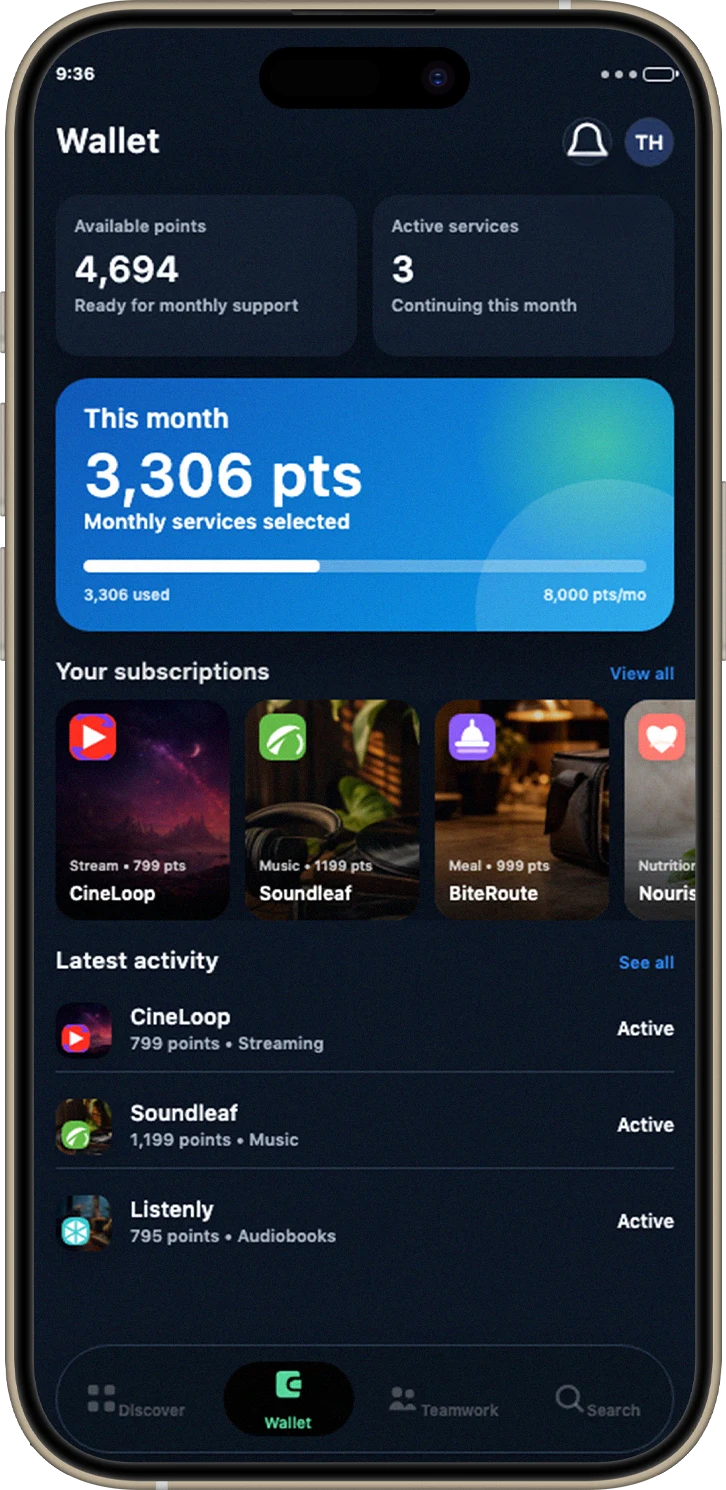 Fufild showing active monthly services