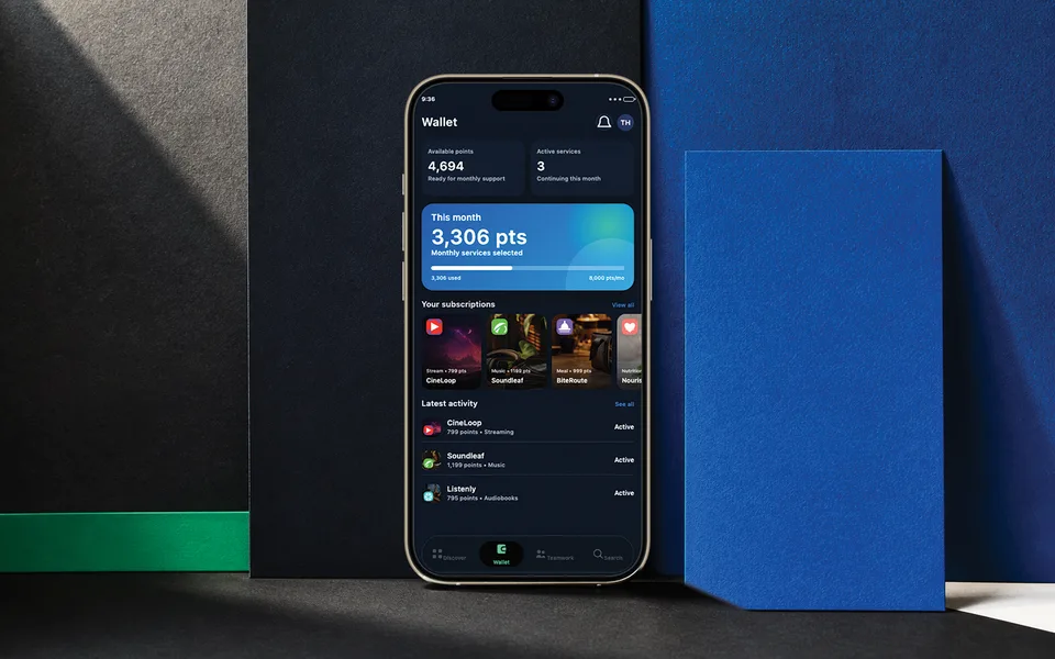Fufild showing monthly points and active services